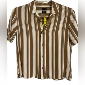 Tillys RSQ Women’s Stripe Camp Shirt Short Sleeves Size Large
